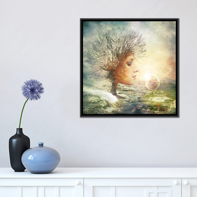 " Treasure " by Mario Sanchez Nevado, Black Framed Canvas, 5" H x 18" W x 18" D, No Matte