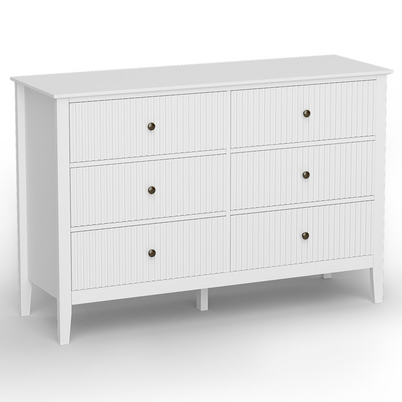 Amberrae 6 Drawer 119.4cm W Double Dresser, White