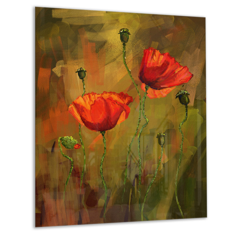 «Poppy Flowers», peinture, Métal, H 44 po x l 34 po x P 1,5 po