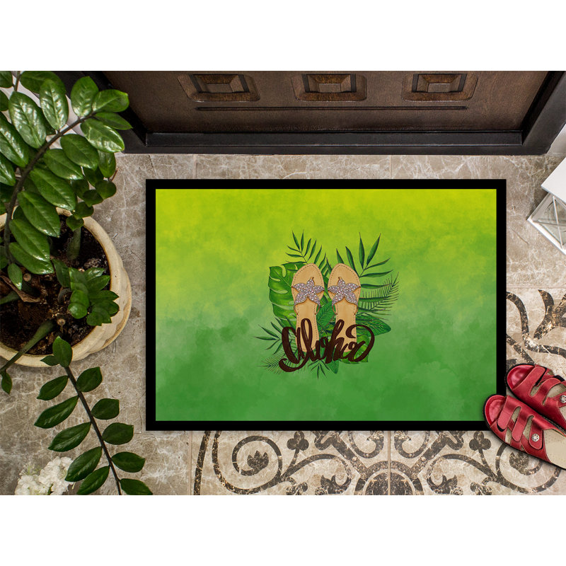 Tapis de porte pour l’extérieur antidérapant à bascule aloha, Rectangulaire : 18 po x 27 po