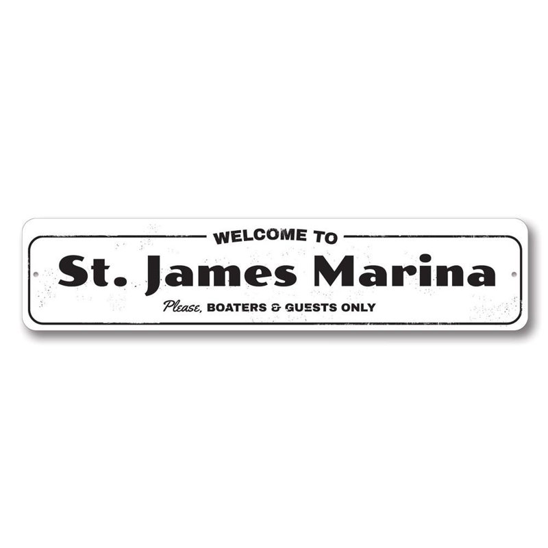 Plaque en aluminium Welcome Marina, H 4 po x l 18 po x P 0,04 po