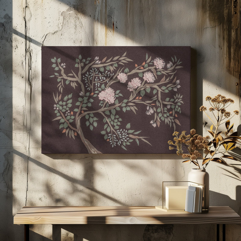 Pink Flowering Tree by Josie George — Botanical Wall Art, 18 × 12, Framed Canvas, White