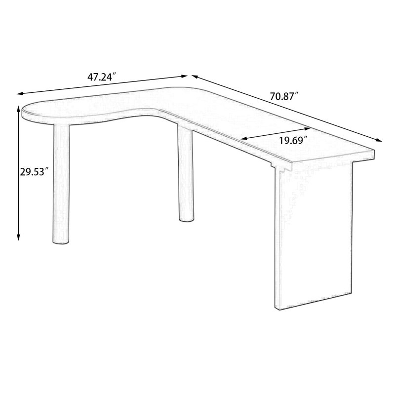 L-Shaped Solid Wood Desk, Burlywood, Left Hand Return, 29.53" H x 70.87" W x 47.24" D