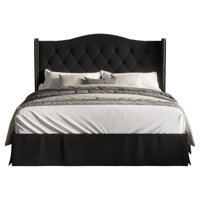 Lit plateforme tapissier Knott Riley, Simple, Noir