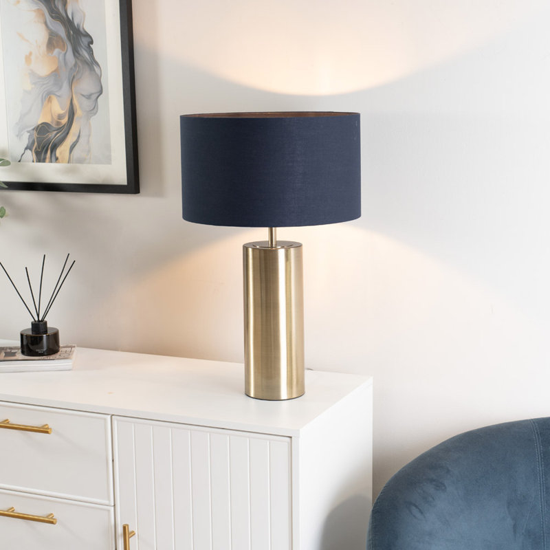Metal Table Lamp, Navy Blue, Gold