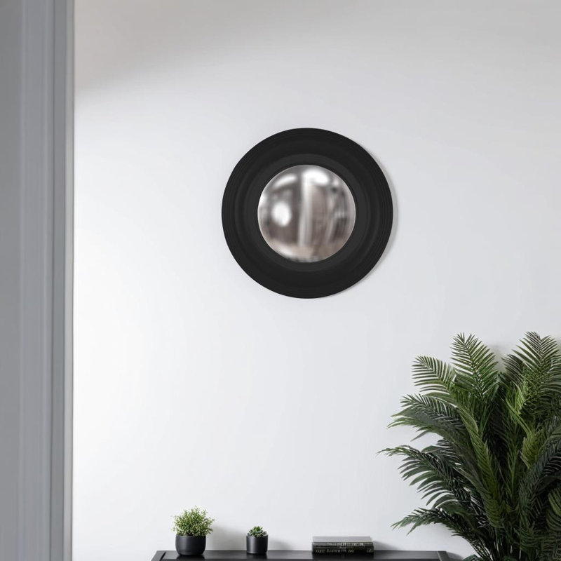 Round Mirror, Glossy Black