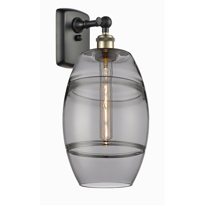 Bettylou Steel Armed Sconce, 10.88" H x 8" W x 8.13" D, Light Smoke, Black Antique Brass