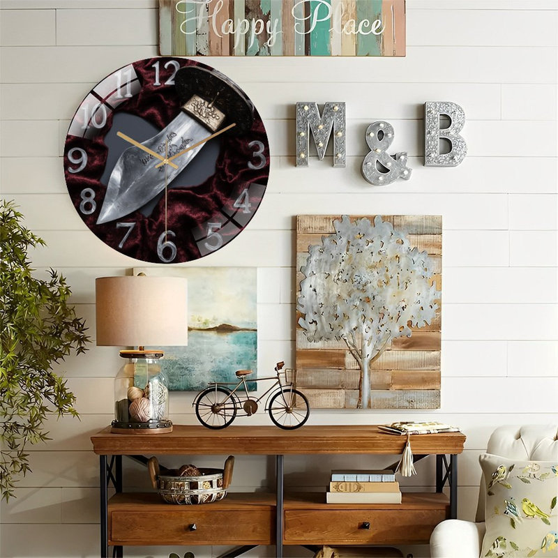 Horloge murale moderne en verre 12 po Dagger On