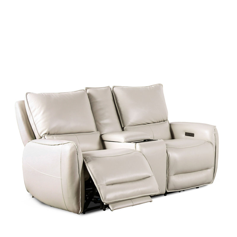 Causeuse inclinable en cuir Chelo, Beige