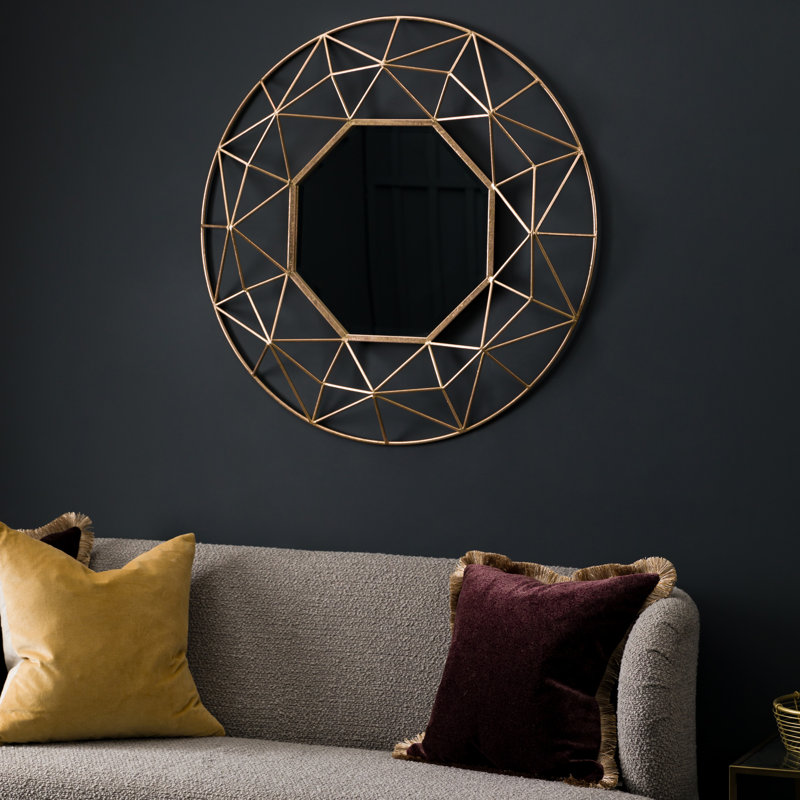 Cassano Metal Wall Mirror, 88.5cm H x 88.5cm W, Gold