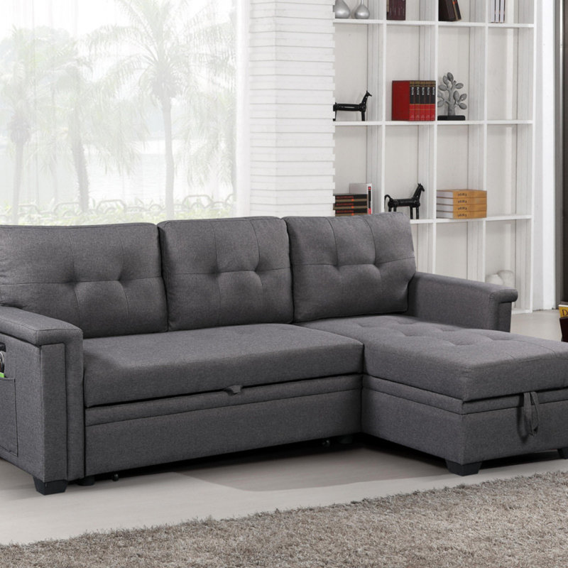Mulaykah Upholstered Sectional, Dark Gray Linen