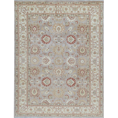 Tapis bleu clair / beige noué à la main de haute qualité