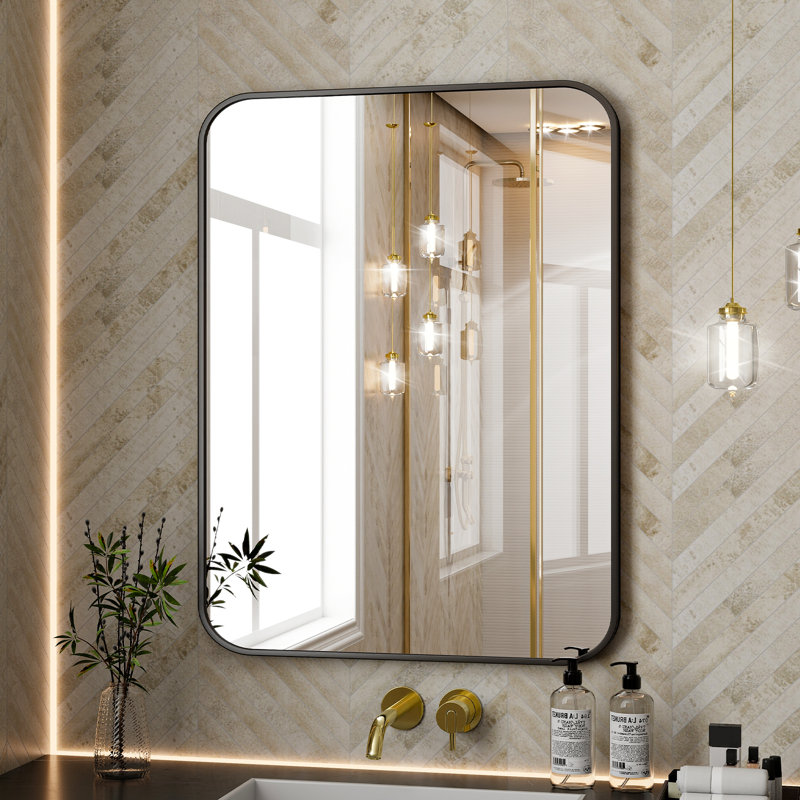 Grand miroir mural Odean, 39 po x 29 po, Noir