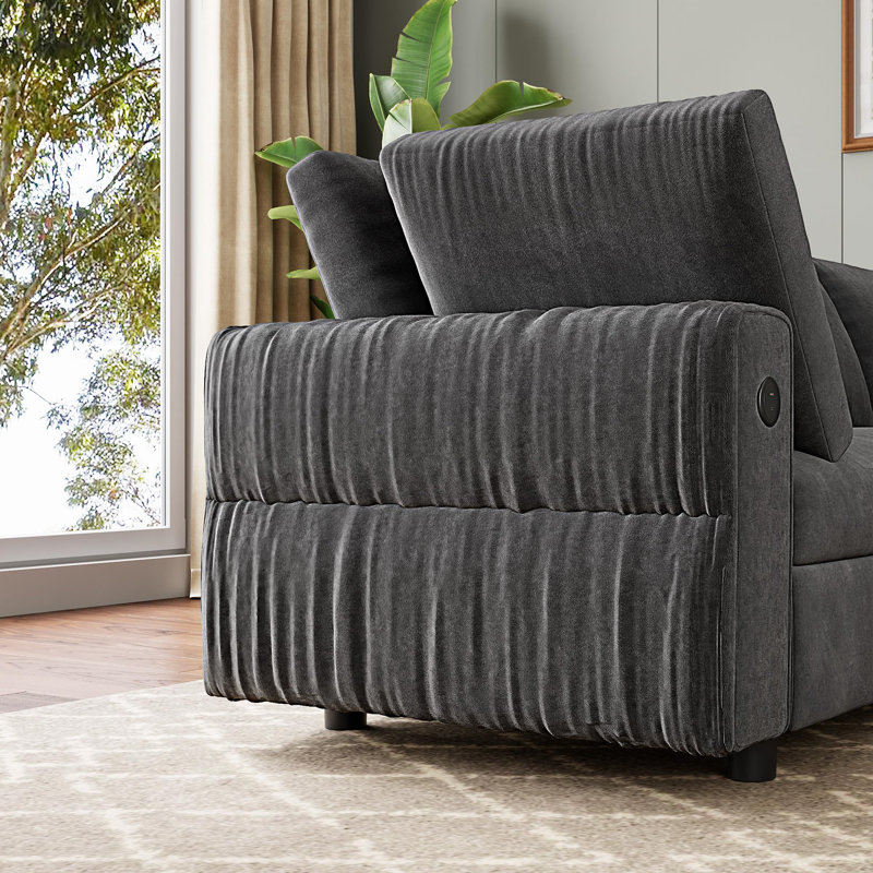 Canapé modulaire de 105 pouces, canapé en L en velours à 4 places avec port de charge et coussins moelleux, canapé à siège profond moderne et confortable