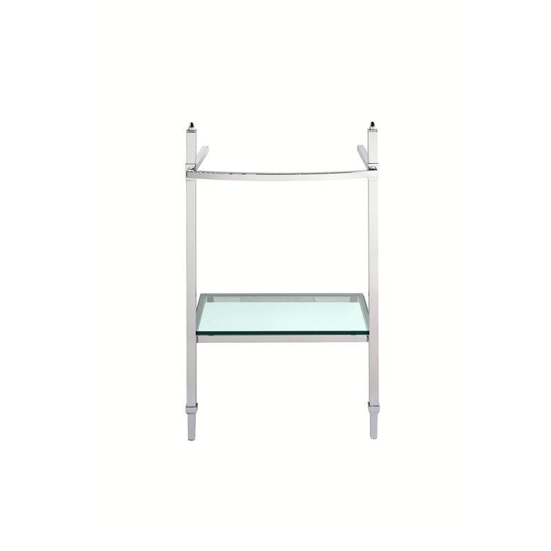 Wyatt Console Table with Glass Shelf, Polished Chrome