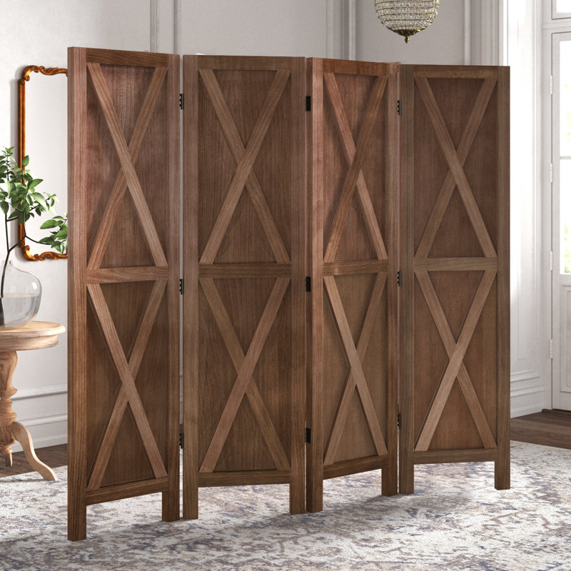 Cloison pliante en bois massif l 71,75 po x H 67 po Auroralee, Noyer