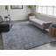Tapis abstrait gris / bleu en chenille tissé à la machine-1315855015
