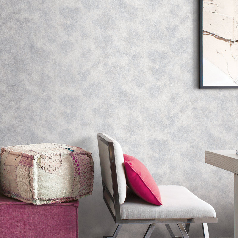 Robbin 10m x 53cm Textured Metallic Finish Wallpaper Roll, Silver/Blue
