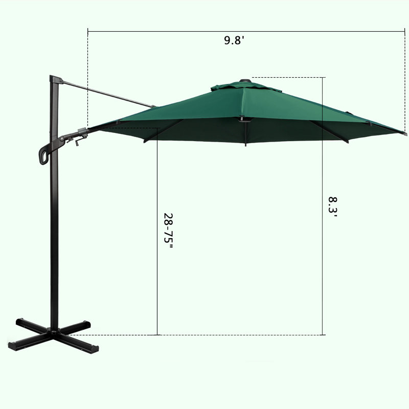 Vienna 10ft. Parasol en porte-à-faux, Vert foncé