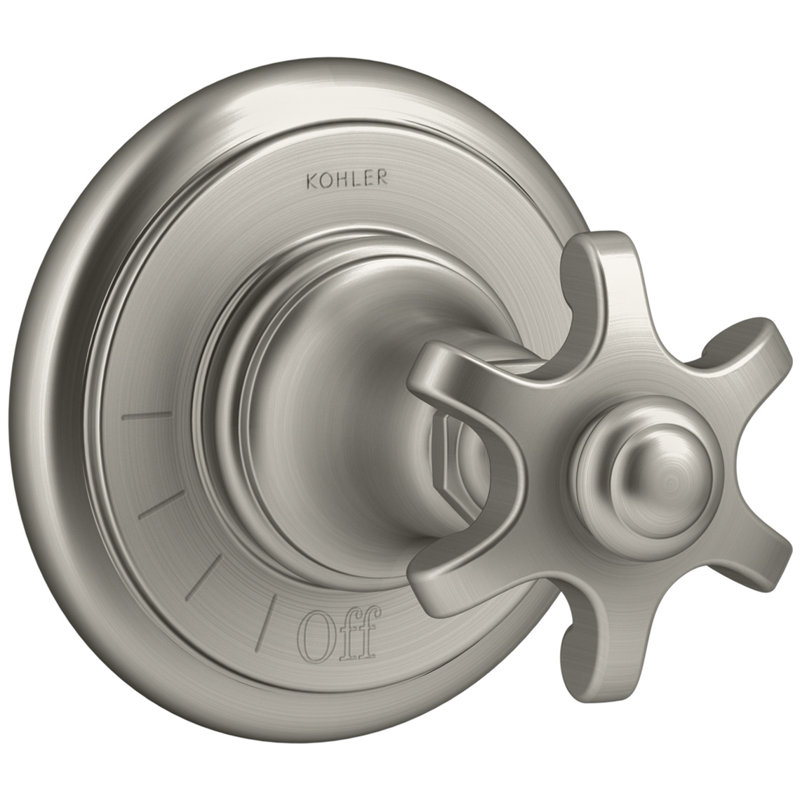 Artifacts Volume Control Valve Trim with Prong Handle, Vibrant Brushed Nickel