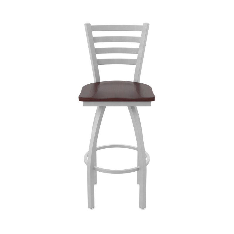 Tabouret pivotant Jackie, Bois - Érable cerise foncée, Nickel anodisé, Tabouret de bar (assise de 30 po de hauteur)