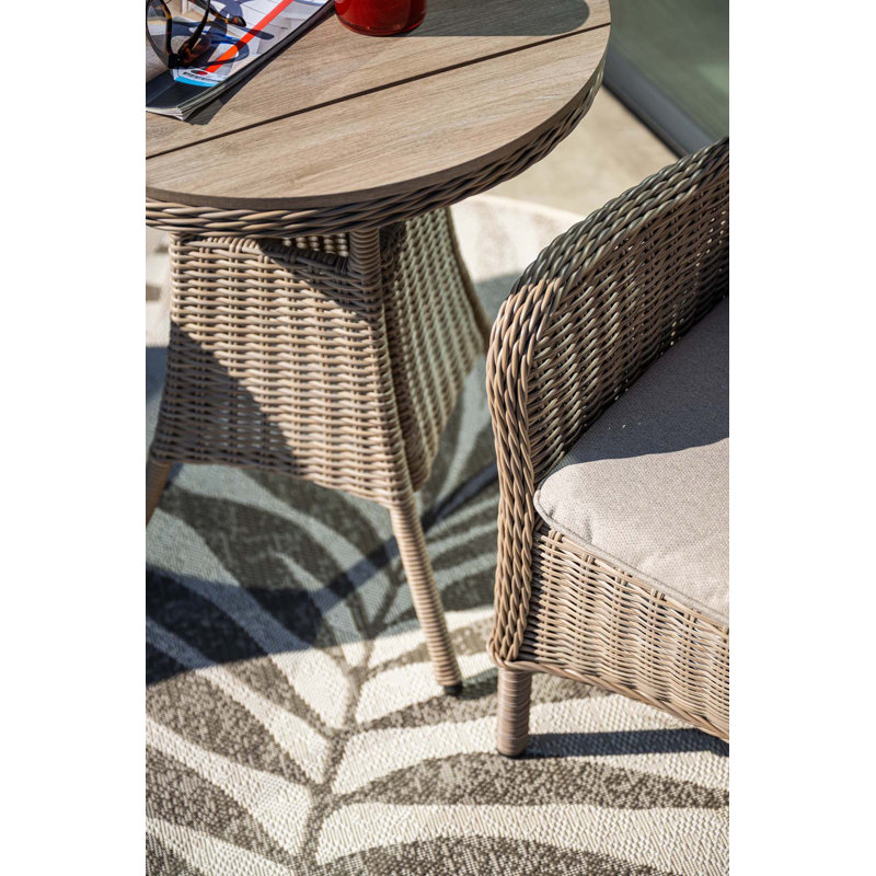 Burnvale 2 - Person Wicker Patio Dining Set with Round Table , Cushions Included