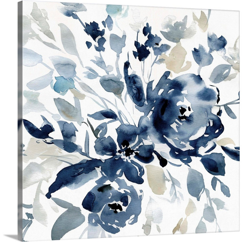 Indigo Garden I - Painting on Canvas, Wrapped Canvas, 24" H x 24" W x 1.25" D