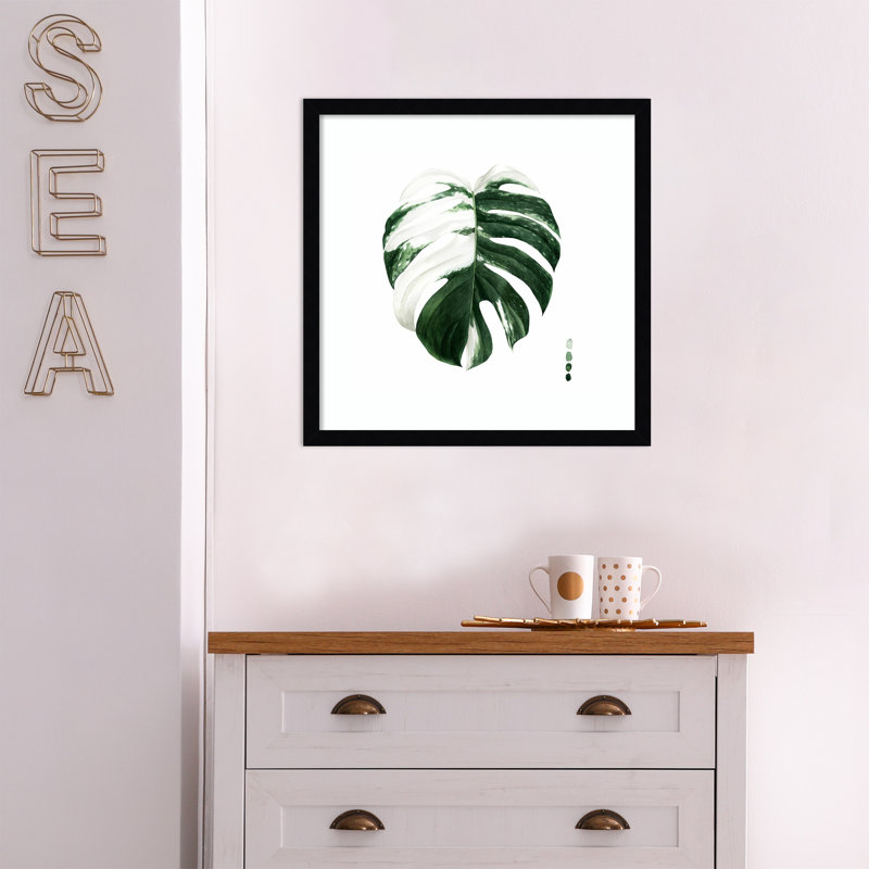 «Variegated Monstera II», cadre photo, reproduction d'art sur papier, Papier encadré noir, H 19 po x l 19 po