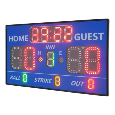 Tabletop/Wall-Mounted Portable Electronic Digital LED Baseball 12-Digit Scoreboard With Remote Control
