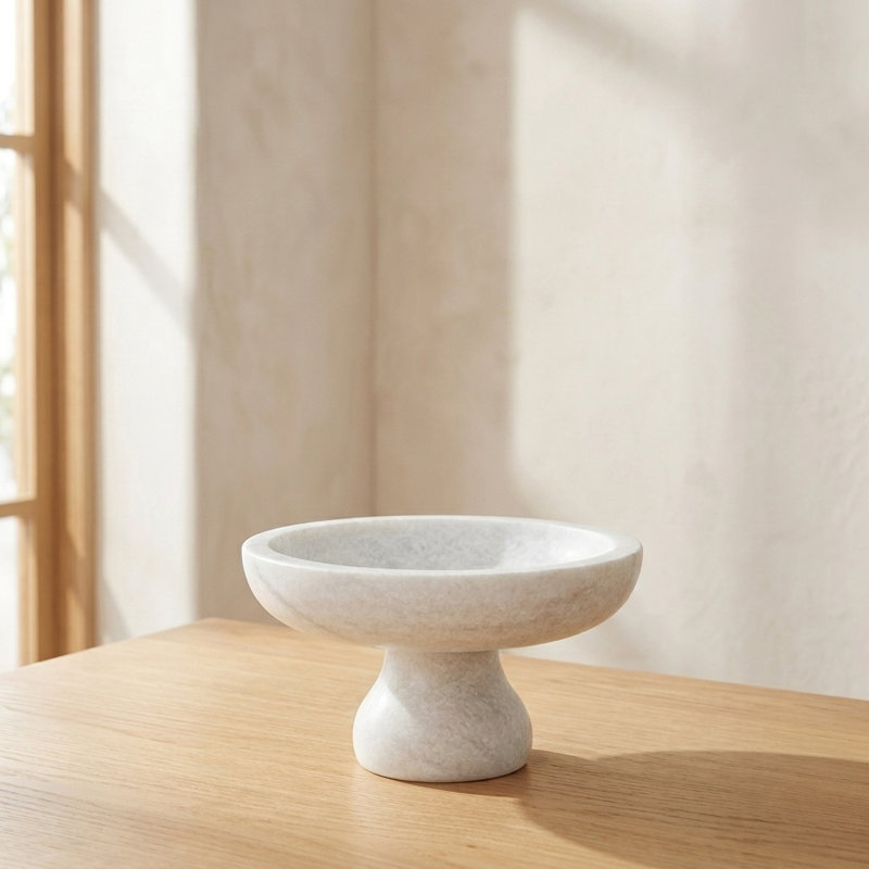 Palermo Pedestal Bowl White Marble