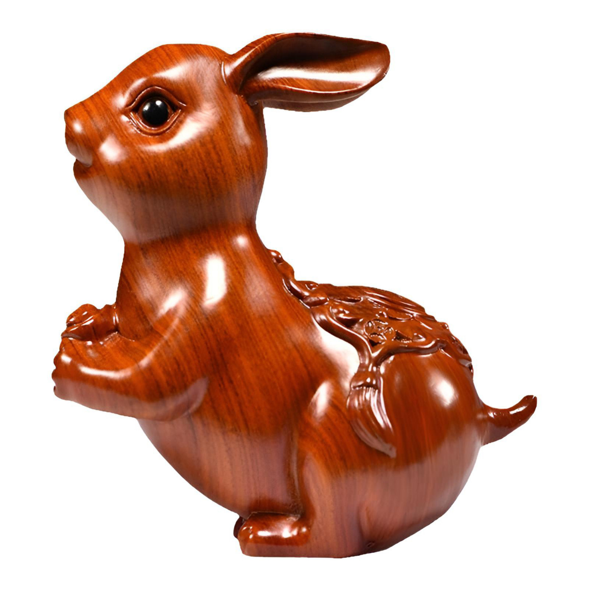 One Allium Way Charming Teak Wood Rabbit Sculpture – Natural Timber ...