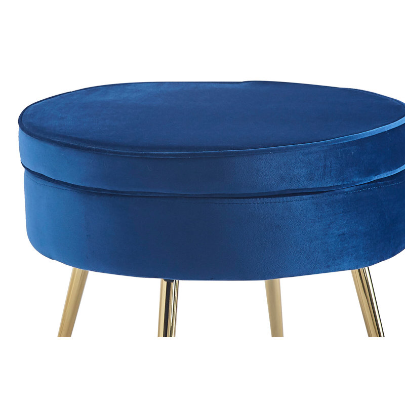 Bucknell 52cm Wide Velvet Round Solid Colour Footstool Ottoman