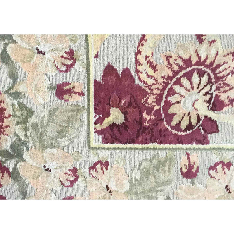 Milano Savonile Azm Wool Floral Area Rug in Ivory/Red, Rectangle 10'2" x 14'2"