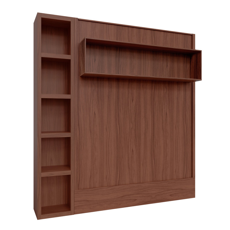 Lit escamotable avec bibliothèque Easy-Lift, Brun, Très grand lit