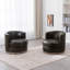 Fauteuil demi-tonneau en cuir véritable (ensemble de 2)-1296728048