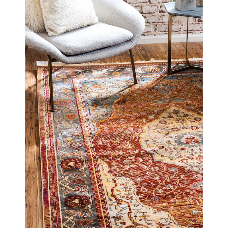 Tapis à oriental brun Mulvihill, Rectangle 4 pi 3 po x 6 pi