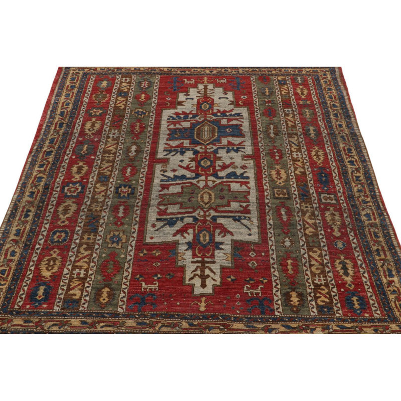 Burano Hand Knotted Wool Geometric Area Rug, Rectangle 10' x 14'