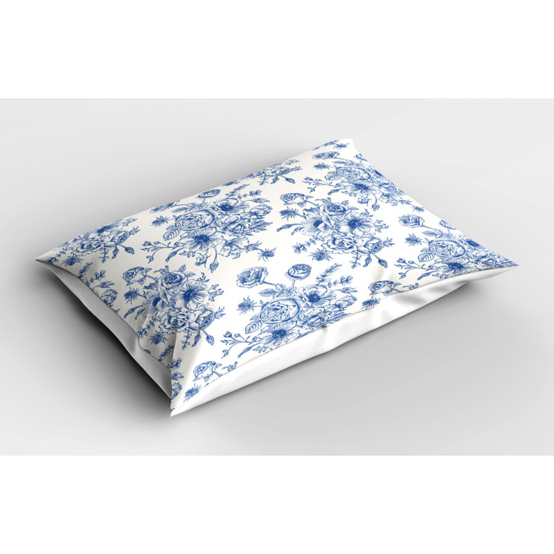 Flowers Polyester Toile Sham Set, Twin