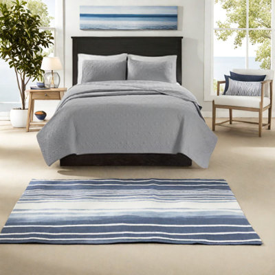 Courtepointe réversible en coton gris Premium Premium