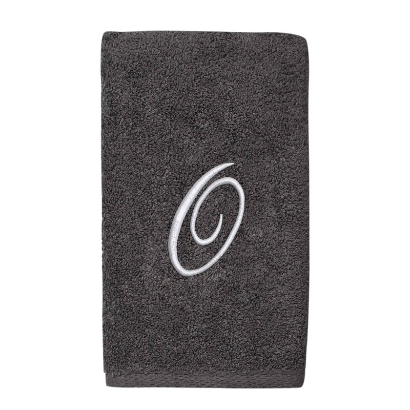Winston Porter Granite/Silver Script Monogram Hand Towel Letter O