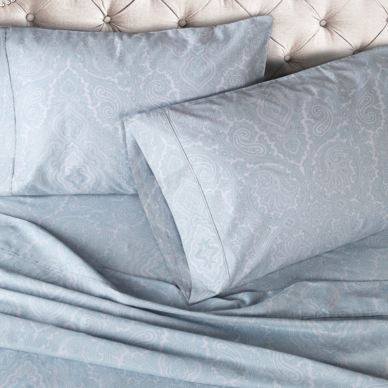 Blue Queen 600 Thread Count Cotton Blend Paisley Sheet Set