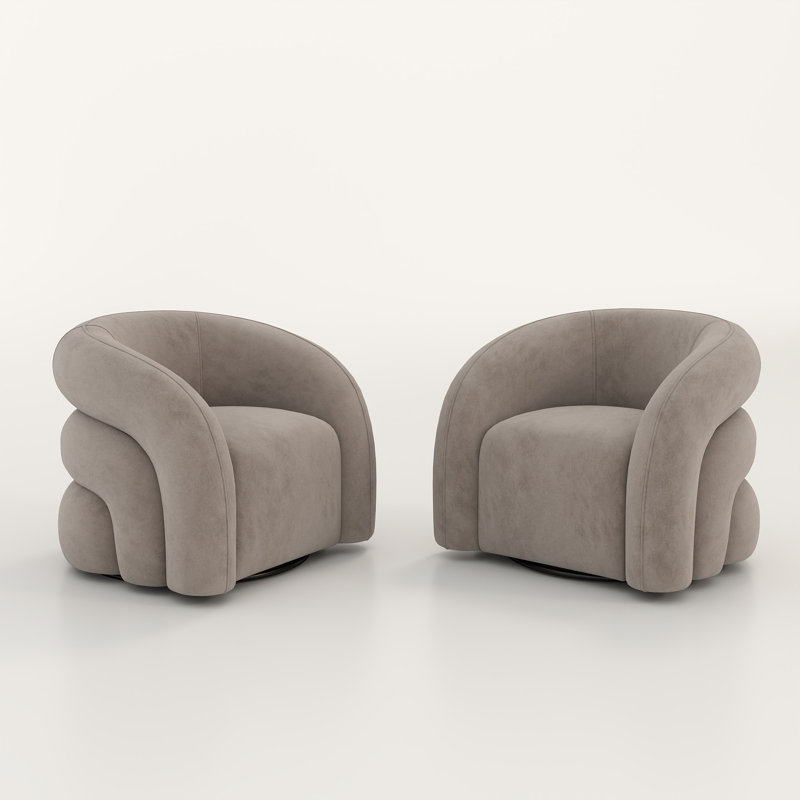 Fauteuil demi-tonneau pivotant de 34,6 po Briggette, Gris