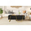 Table basse rectangulaire moderne à 4 tiroirs et base dorée pour rangement élégant dans le salon, noire, 47,2 pouces