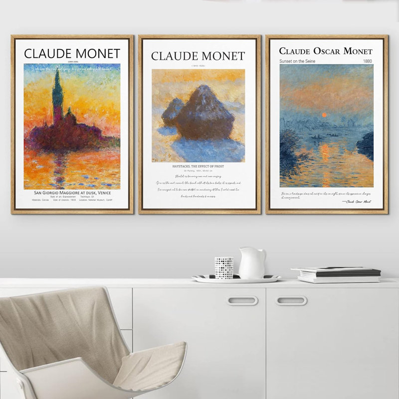Œuvre d'art classique au crépuscule San Giorgio Majeur, 3 pièces, H 24 po x l 16 po x P 1,5 po, Naturel