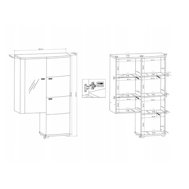 Saini Display Cabinet, White/Grandson Oak
