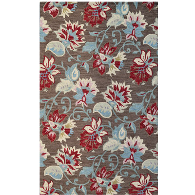 Flowers Rectangle Floral Wool Hand Woven Area Rug