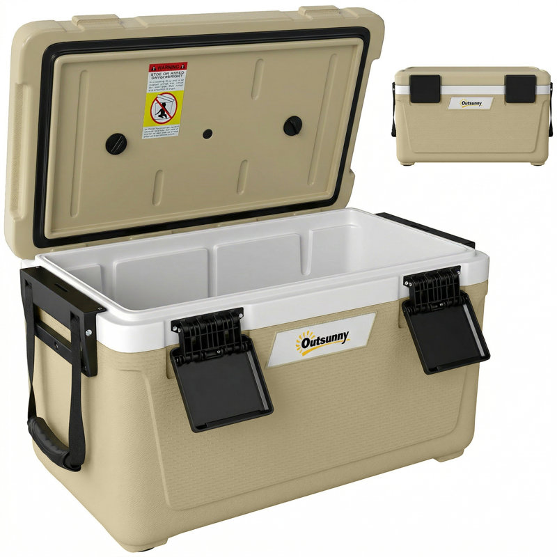 Outsunny 42.6L Ice Chest, Khaki/Black