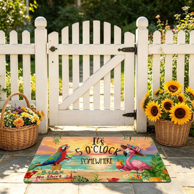 Tapis multicolore pour l'extérieur et l'intérieur «It's 5 O'Clock Somewhere» Tropical 24 po x 36 po