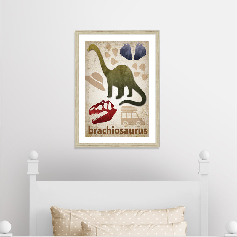 Adhésif décoratif dinosaures-03 ', H 36,5 po x l 26,5 po x P 0,625 po, Cadre plat beige
