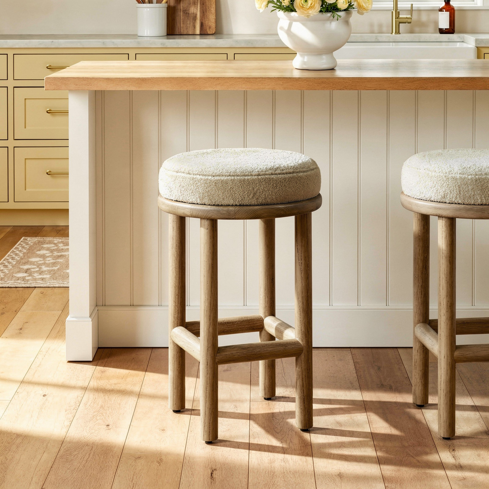Ceridwen Bar and Counter Stool, Counter Stool (26" Seat Height), Soft Beige, Natural